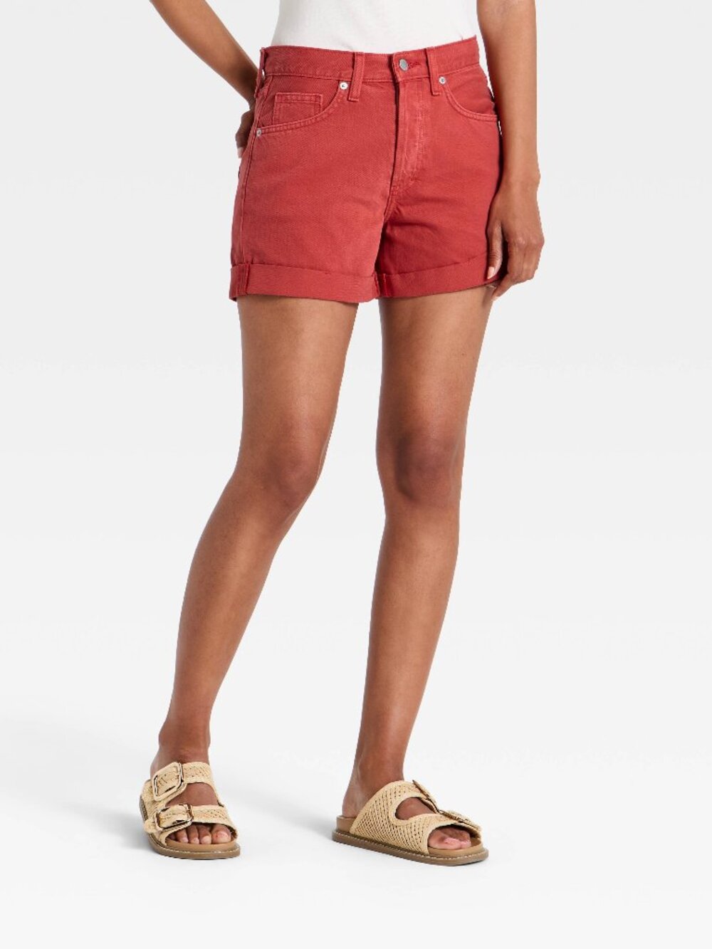 NWT Women's Universal Thread Size 4 Mid-Rise 90s Baggy Cuff Denim Shorts 3.75"